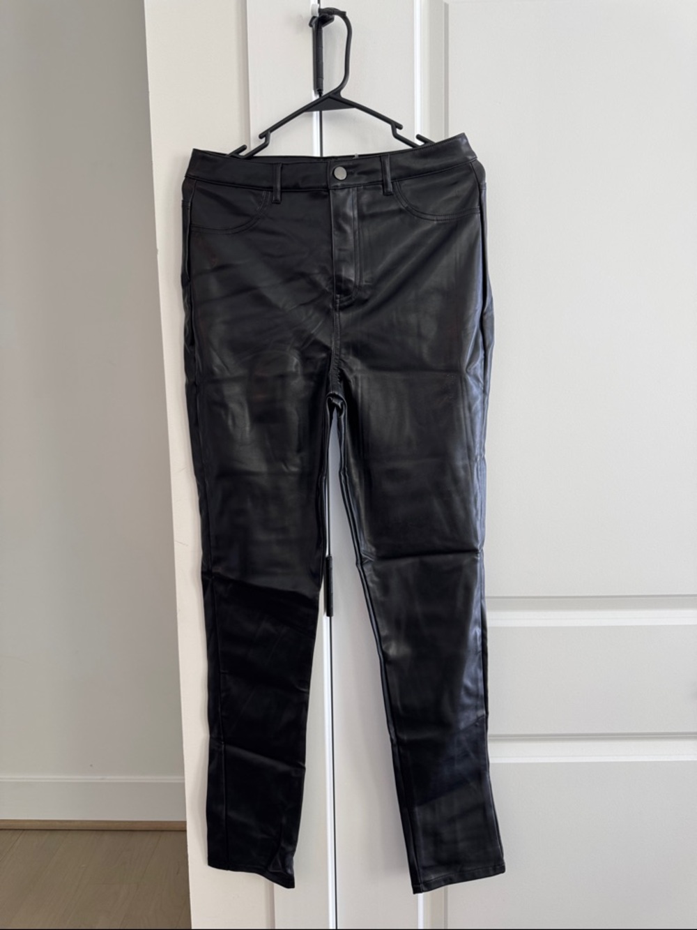 Shinestar Black Faux Leather Straight Leg Pants